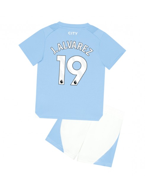 Billige Manchester City Julian Alvarez #19 Hjemmedraktsett Barn 2023-24 Kortermet (+ Korte bukser)